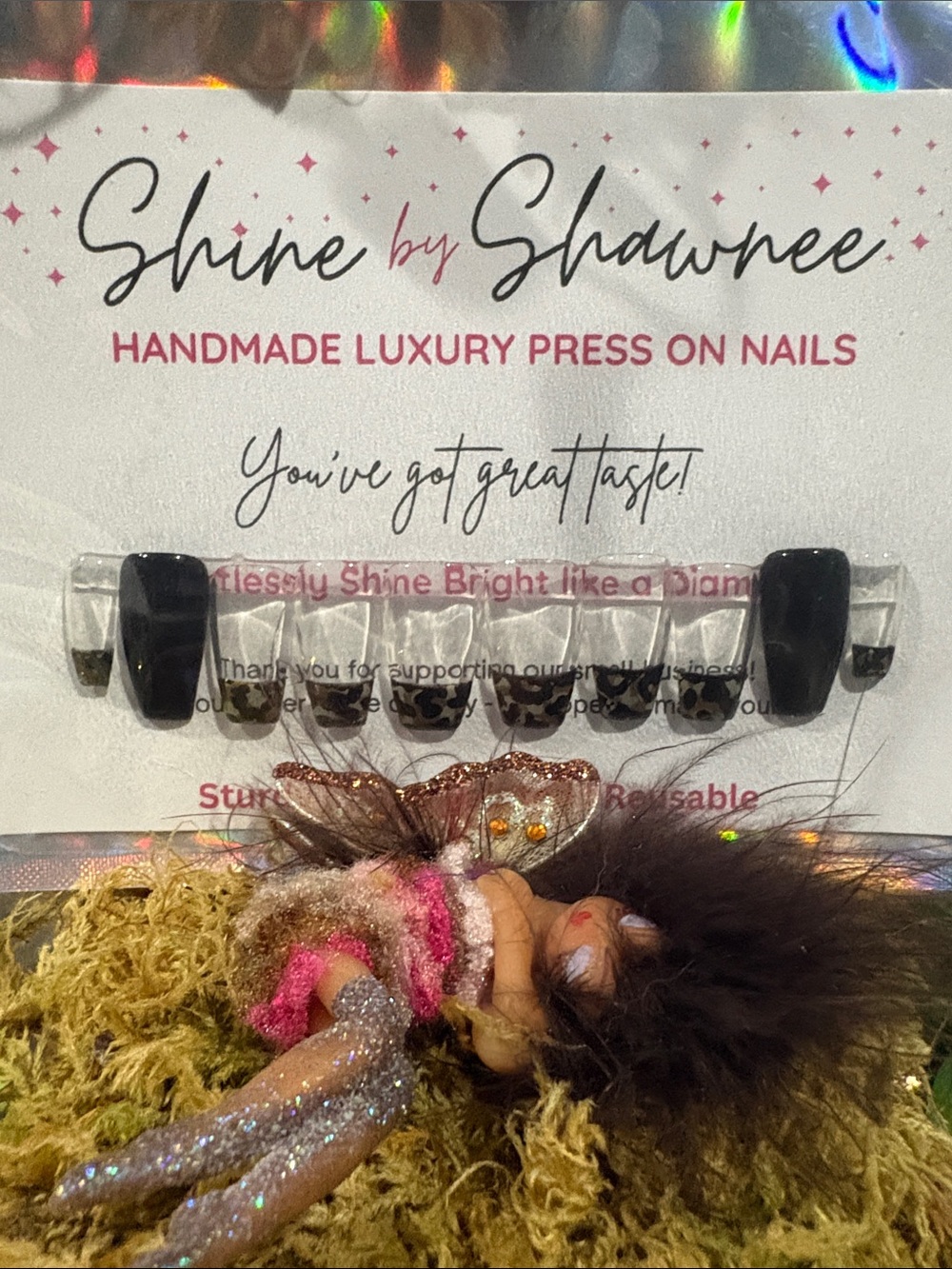 Black Leopard French Tip on Clear base  Luxury nails NWT 5/$35